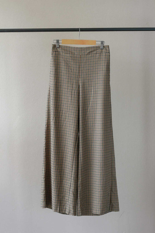 GU High Waist Gingham Straight Leg Pants