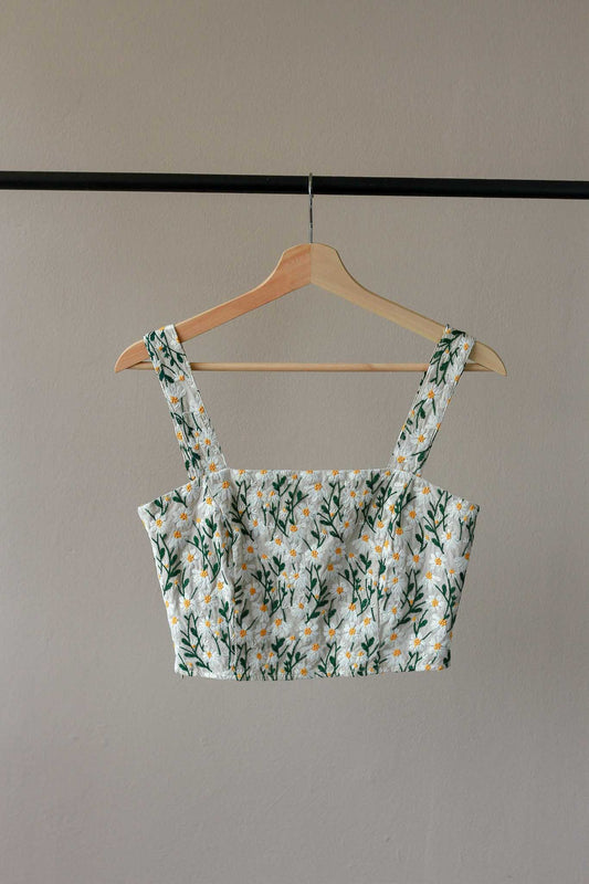 Love & Bravery Daisy Embroidery Crop Top