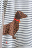 Joules Striped Harbour Top with Sausage Dog Print