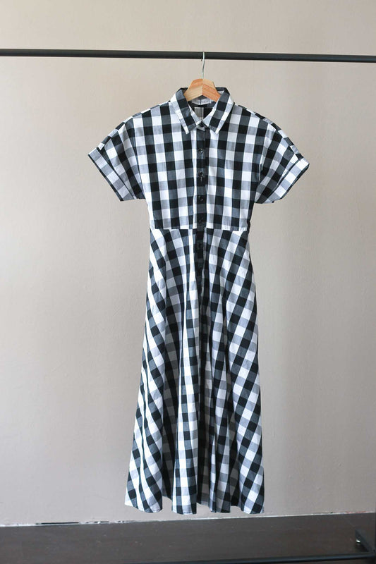 Fashmob Checkered Button Down Maxi Dress