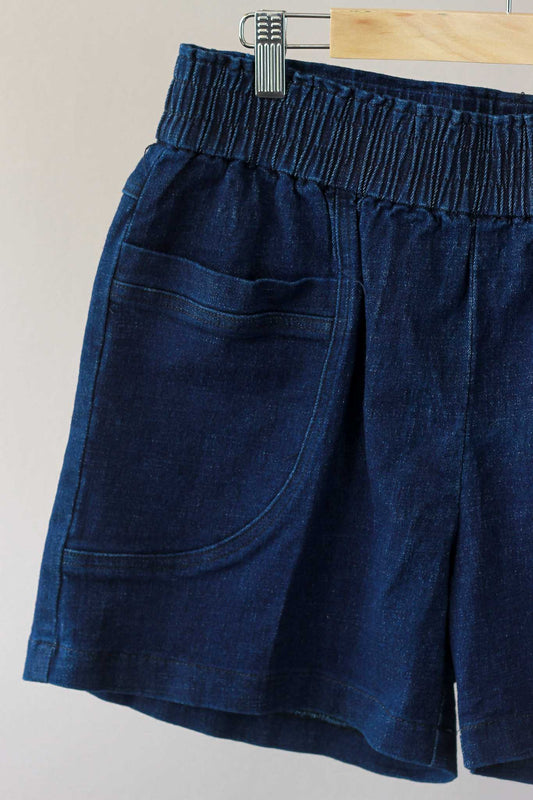 Dark Wash Denim Shorts with Front Pockes