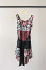 Sheer Abstract Print Dress with Waist Tie