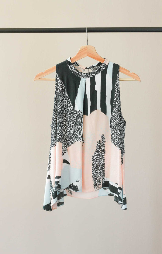 Abstract Print Sleeveless Top