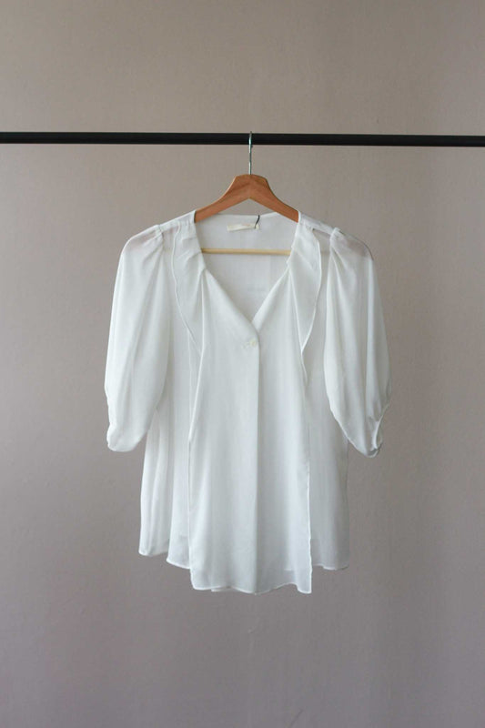 Wish List Button Down Sheer Top