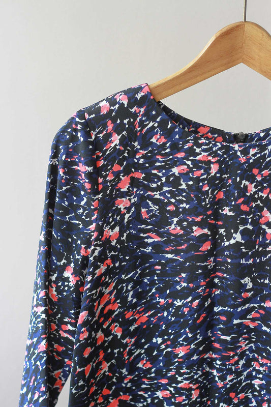 Warehouse Abstract Print Tunic Dress with Shoulder Pad