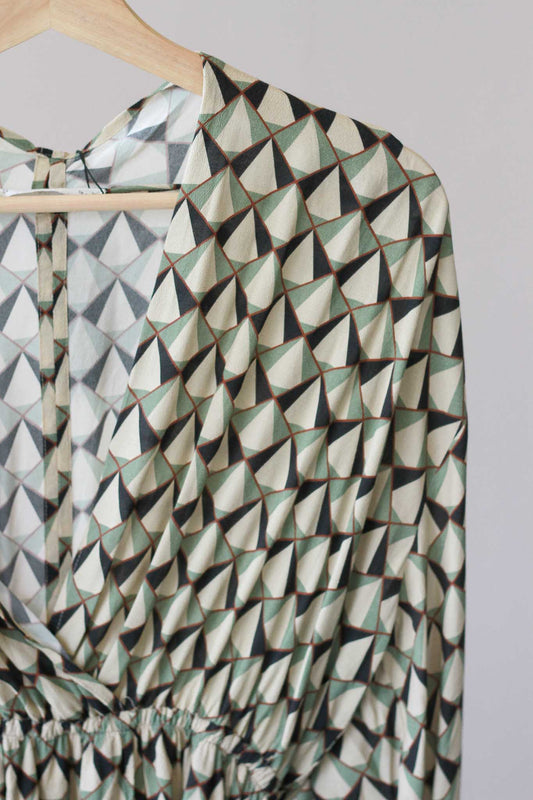 Mango Abstract Print Dress with Elastic Waist