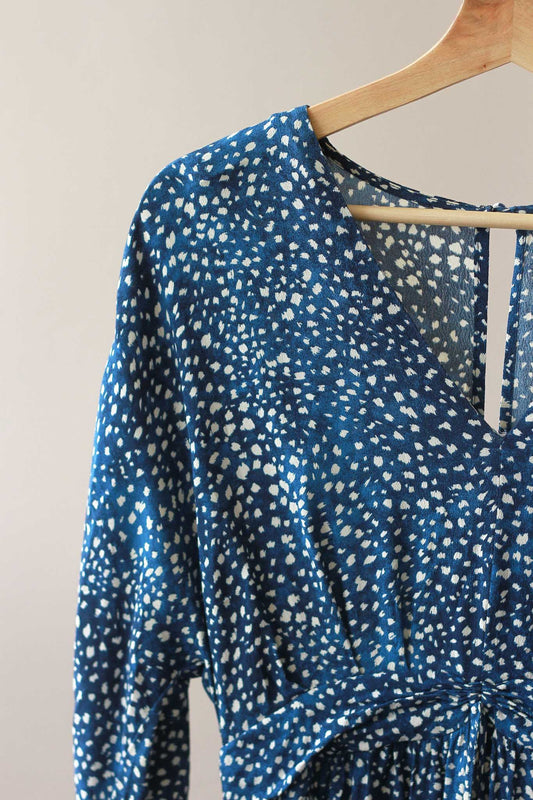 Mango Dotted Dress with Buttoned Open Back