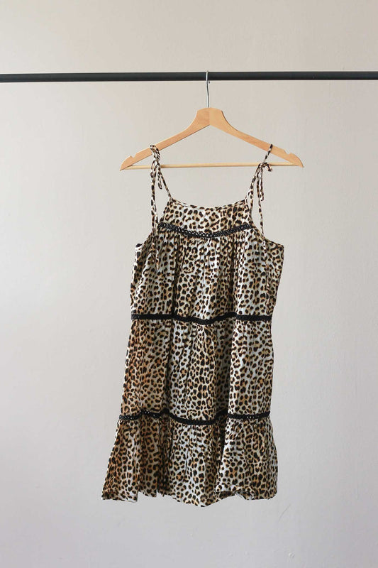 Seed Heritage Shoulder Tie Leopard Print Tent Dress