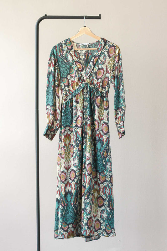 Zara V-Neck Boho Midi Dress