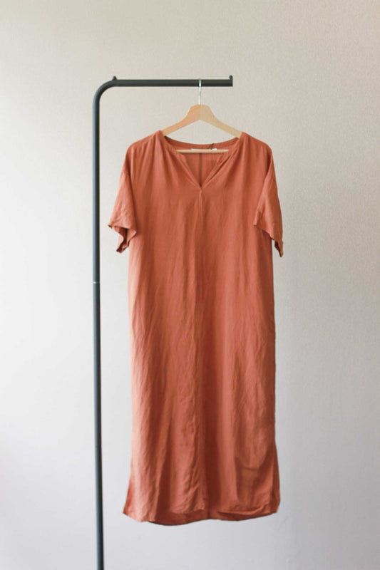 Uniqlo Linen Blend Short Sleeve Kaftan Dress