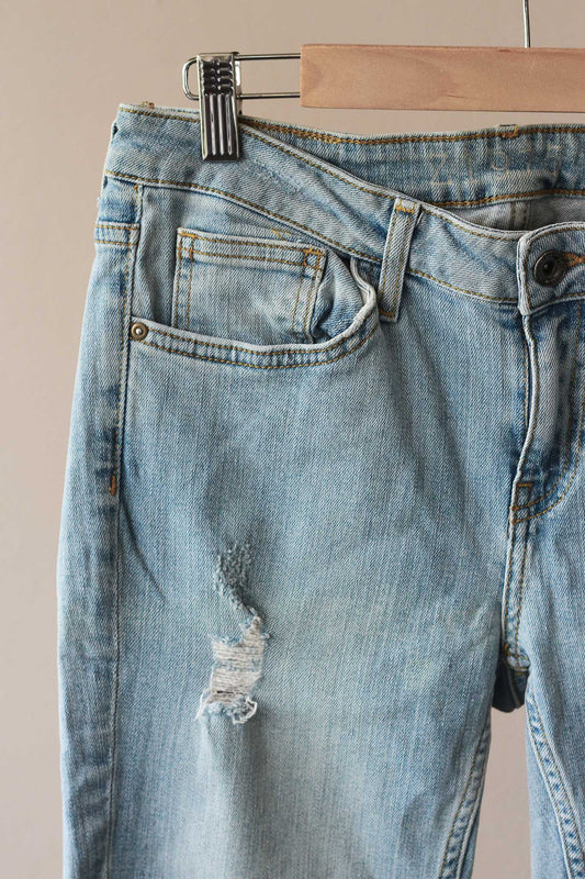 Zara Basic Distress Jeans with Raw Hem