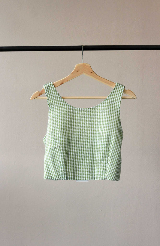 The Willow Label Smocked Back Textured Crop Top