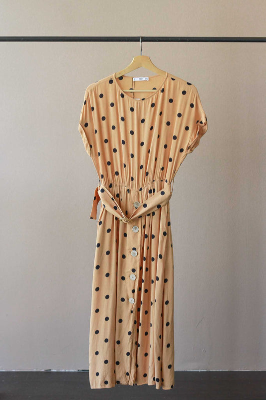 Mango Casual Polka Dot Belted Dress