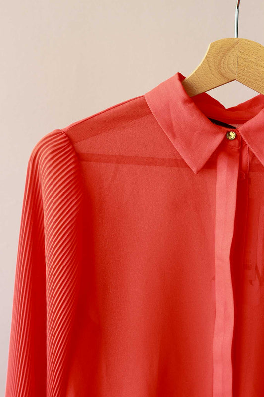 Zara Pleated Cuff Sleeve Button Down Shirt