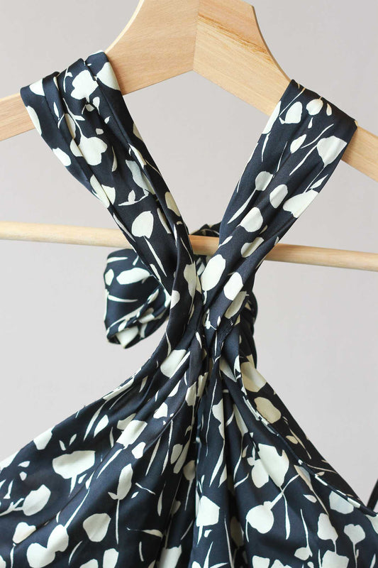 Zara Printed Satin Halter Top