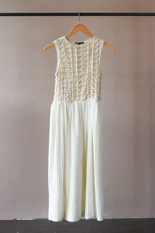 Zara Open-Knit Textured Maxi Dress