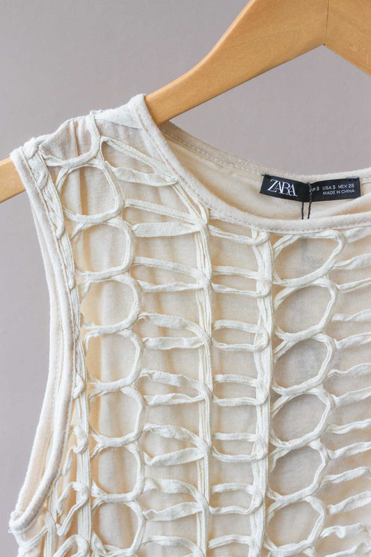 Zara Open-Knit Textured Maxi Dress
