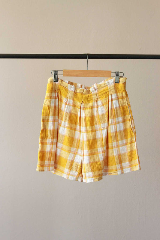 Mango Paperbag Checkered Shorts
