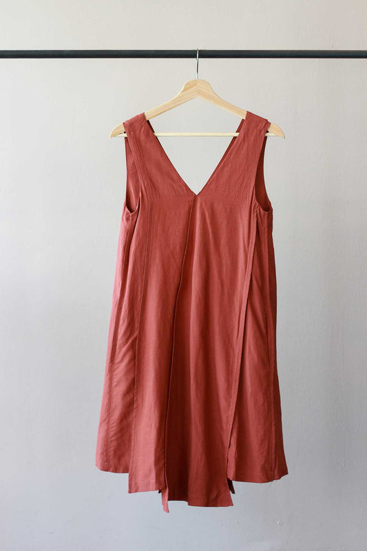 Rye V-neck Panelled Mini Dress - Clay
