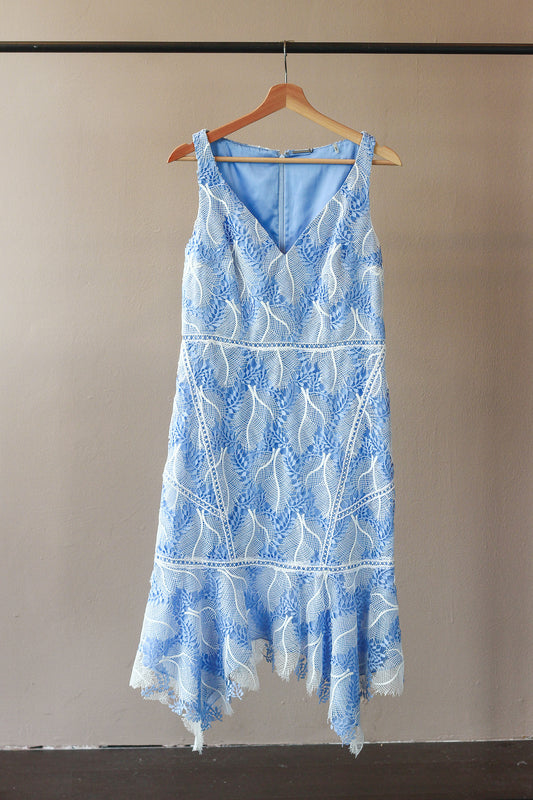 Elie Tahari Embroidered Lace V-Neck Dress