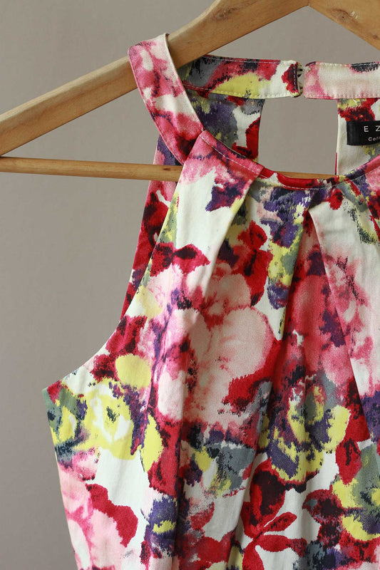 Ezra Collection Abstract Halter Sheath Dress