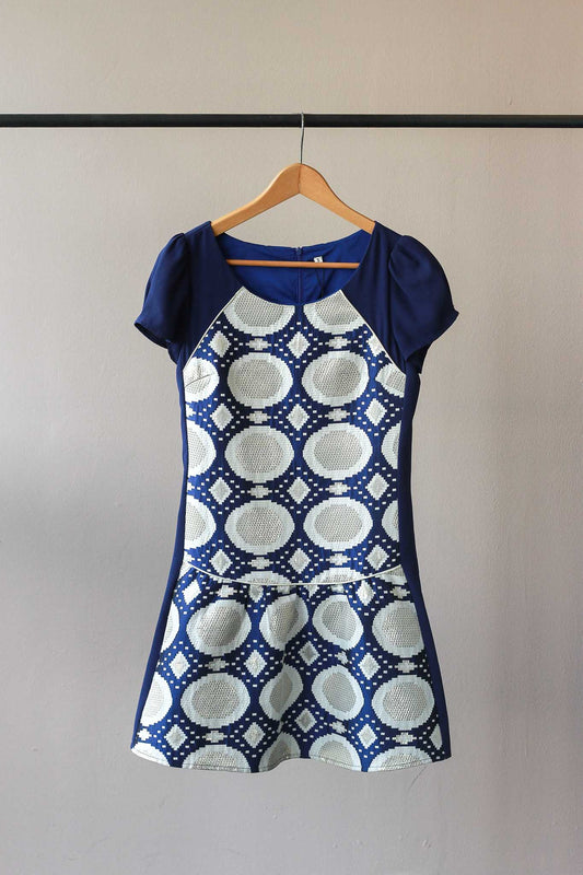 Cap Sleeve Shimmer Printed Dress