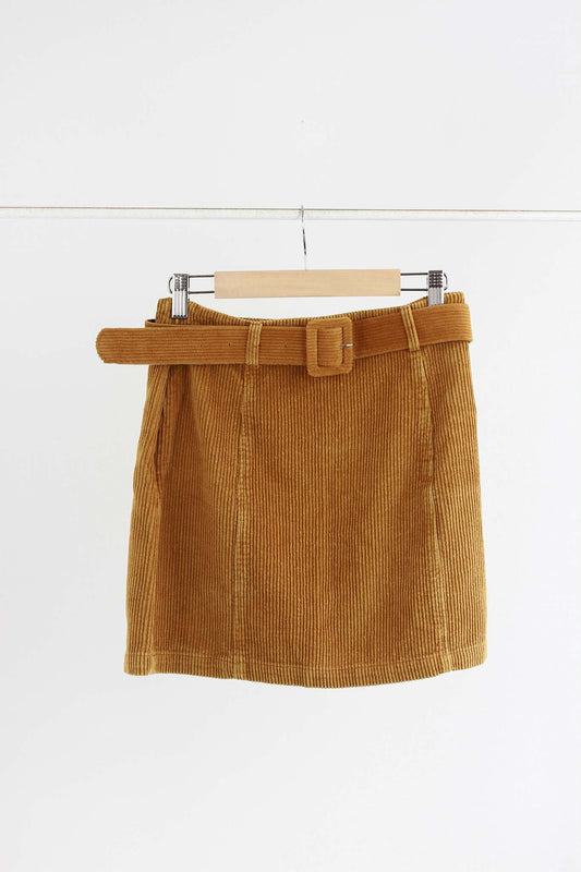 The Editor's Market Ekali Belted Corduroy Skirt