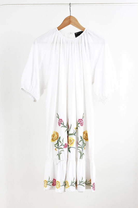 Asos Embroidered Floral Ruffle Hem Dress