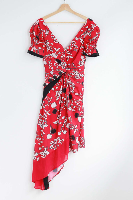 Self Portrait V-Neck Floral Front Button Dress