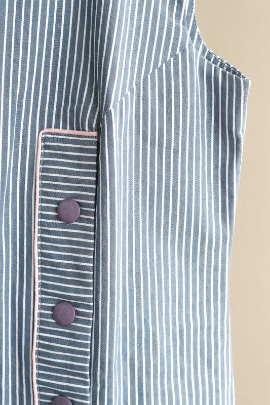 Striped Dress with Front Buttons