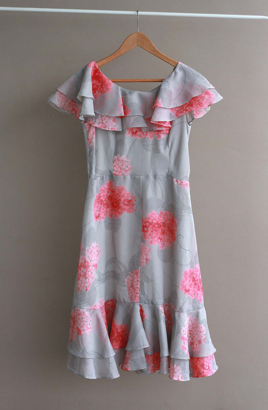 French Floral Dress with Ruffles