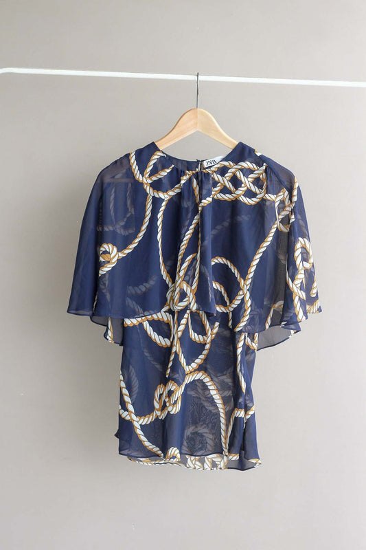 Zara Knot Print Sheer Top