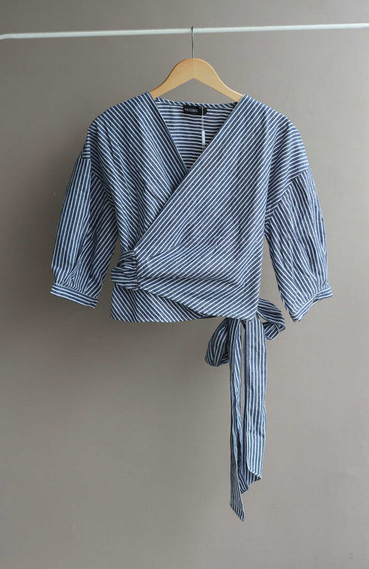 The Closet Lover Striped Wrap Top